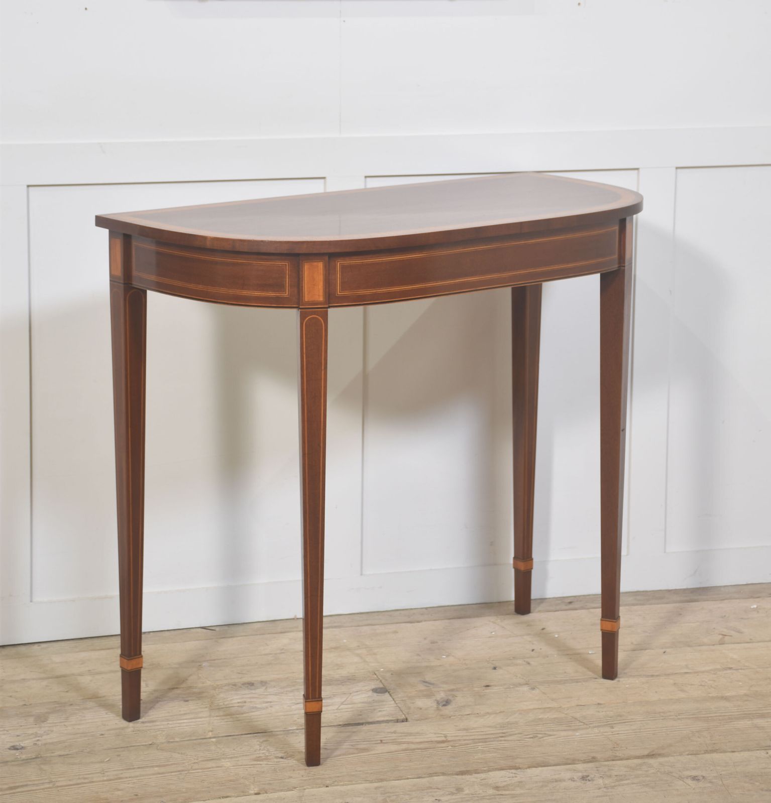 Inlaid Mahogany Console Table With Matching Wall Mirror photo vintage