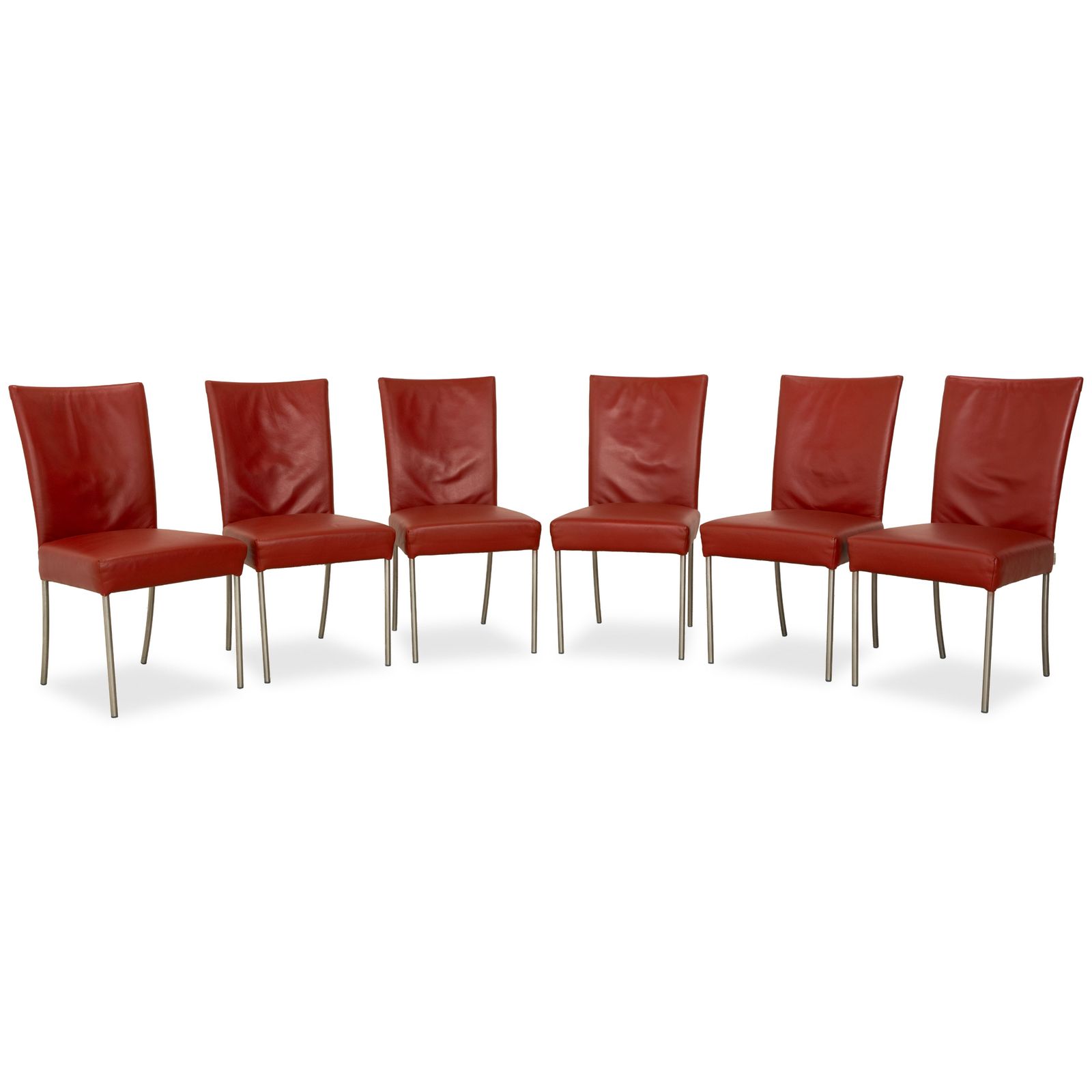 Set Of 6 Bert Plantagie Felp Leather Chairs Red Bordeaux Wine