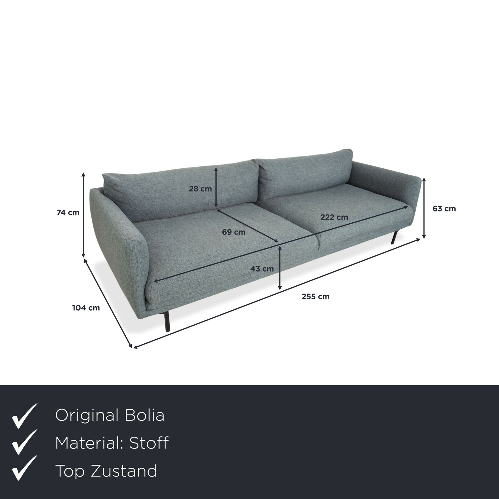 Canapé Bolia Lomi 4 places en tissu gris bleu vert photo furniture