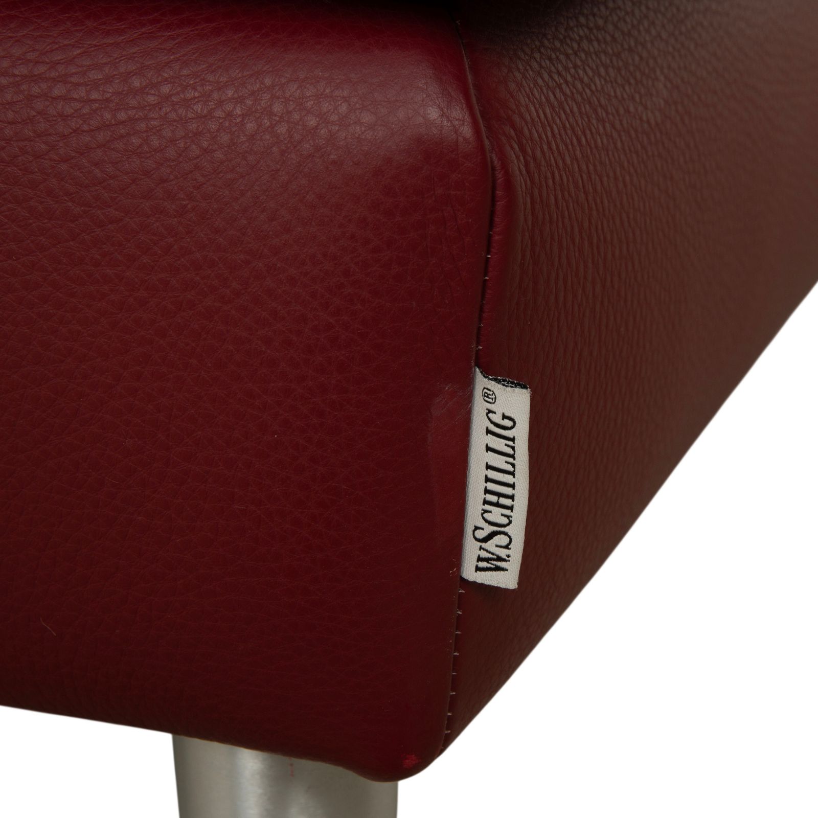Repose-pieds Willi Schillig Loop en cuir, rouge bordeaux photo vinterior