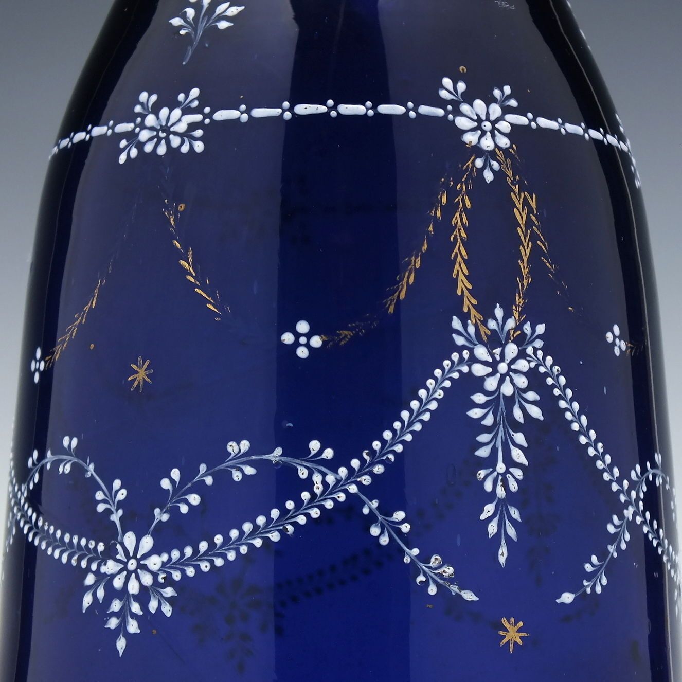 19th Century Enamelled Bohemian Blue Glass Taper Decanter C1820 30 photo Home Decor