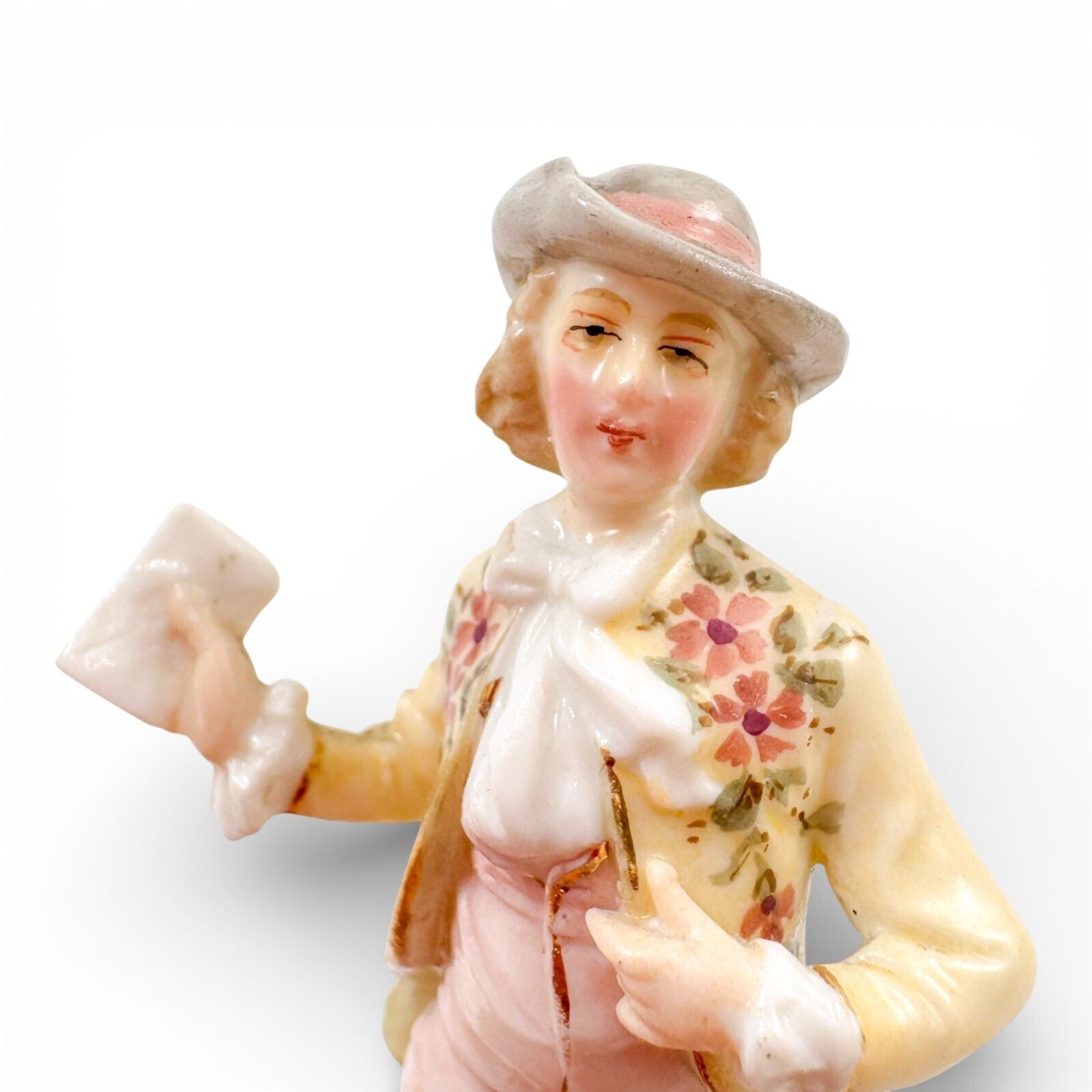 photo furniture Antique German Porcelain Figurine Gentleman With Letter, Triebner Ens 1880s