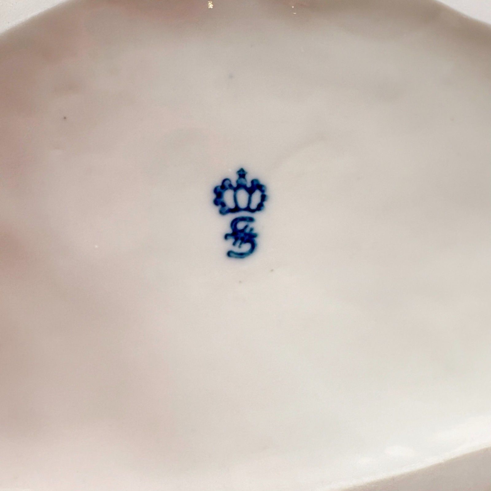 Sitzendorf Porcelain Romantic Couple Group, Cobalt Blue Flowers & Gilt, C.1940s photo vintage