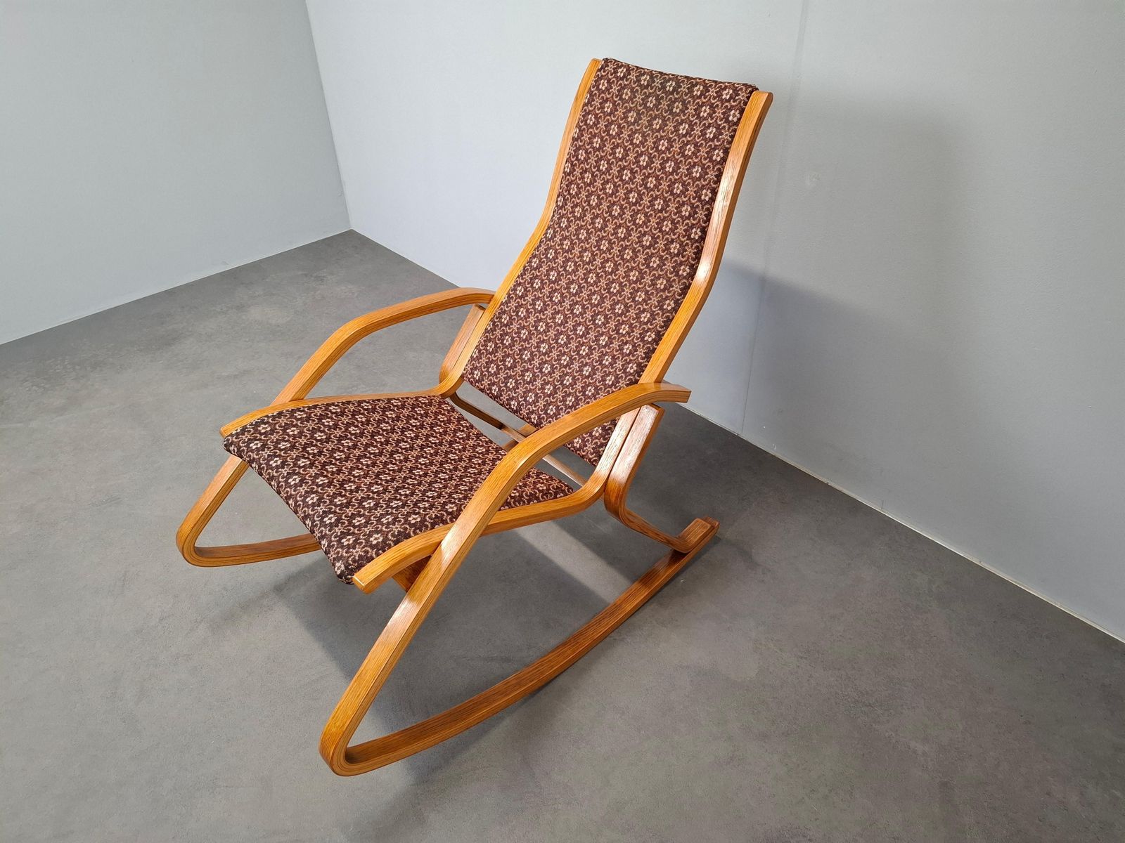 Furniture 1930s Art Deco Czechoslovak Bentwood Rocking Chair With Original Upholstery photo
