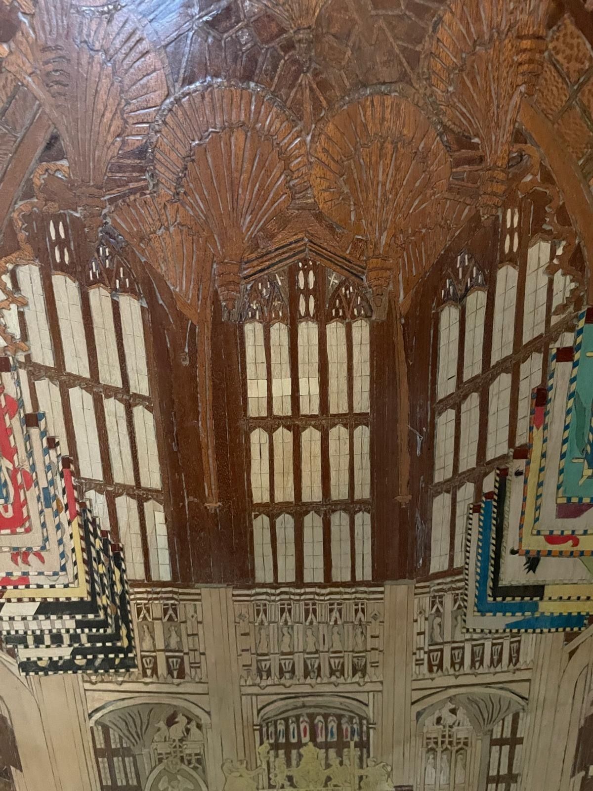 Exquisite Marquetry Depiction Of Westminster Abbey photo vintage