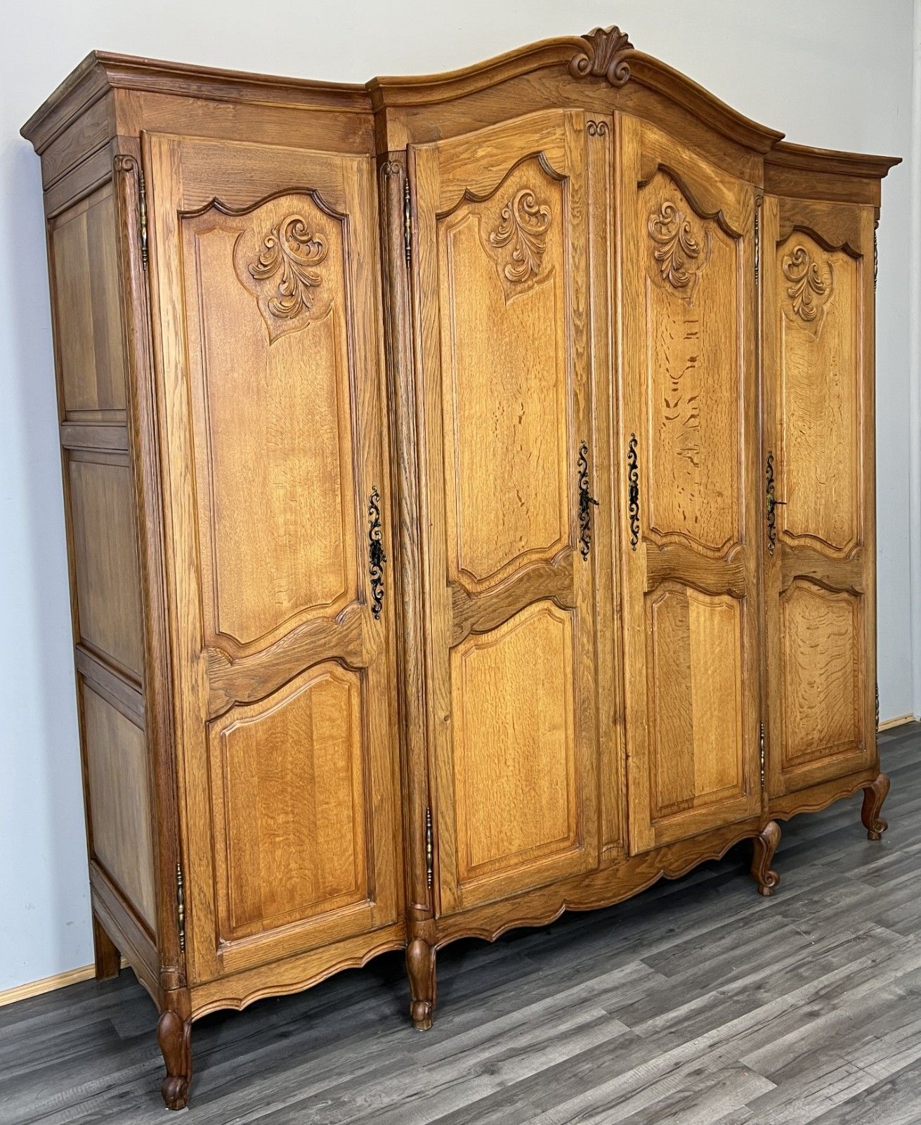 Wardrobe Vintage French Louis XVI Style Oak Four Door Armoire Lot 4813 photo furniture