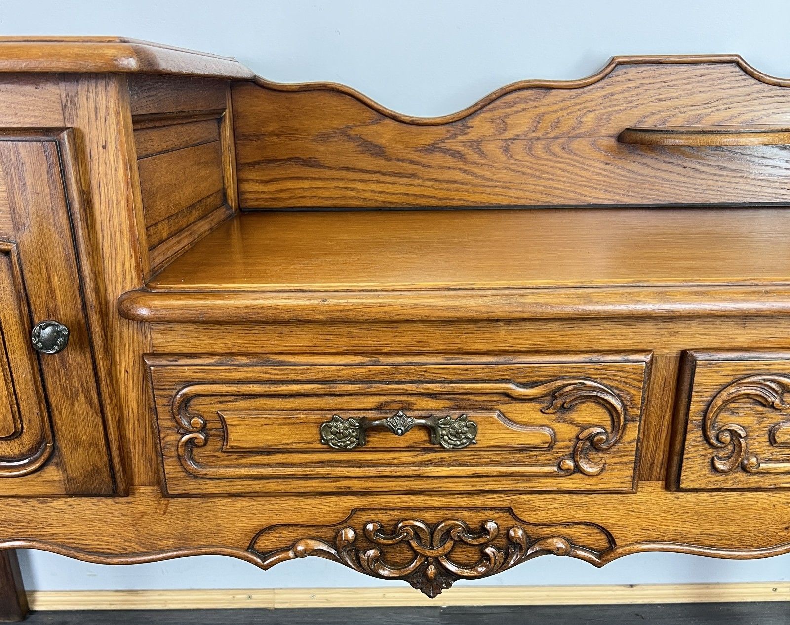 Bench Cabinet Vintage French Louis XVI Style Oak Carved Sideboard Lot 4807 photo 399.0