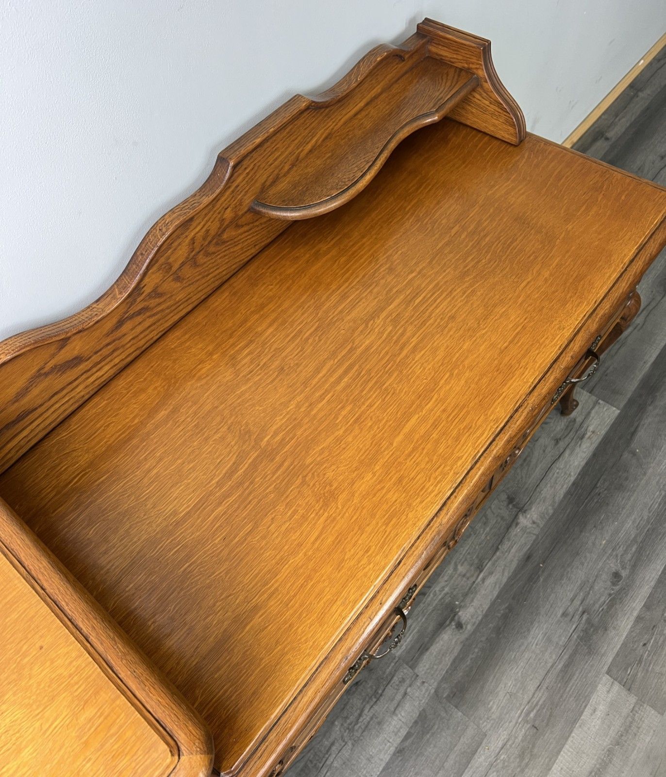 photo for sale Bench Cabinet Vintage French Louis XVI Style Oak Carved Sideboard Lot 4807