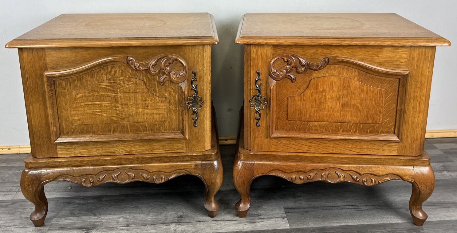 Pair Of Bedside Tables Vintage French Louis XVI Nightstands Cabinets Lot 4793 photo for sale