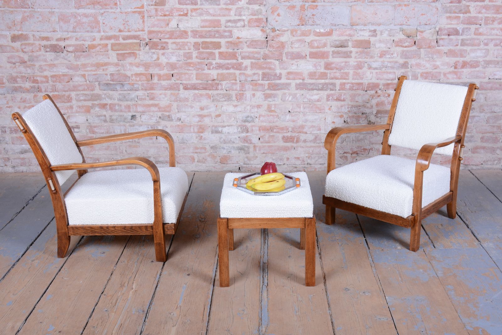 photo buy Pair Of Restored Art Deco Armchairs, By Krásná Jizba, Oak, Czech, 1930s