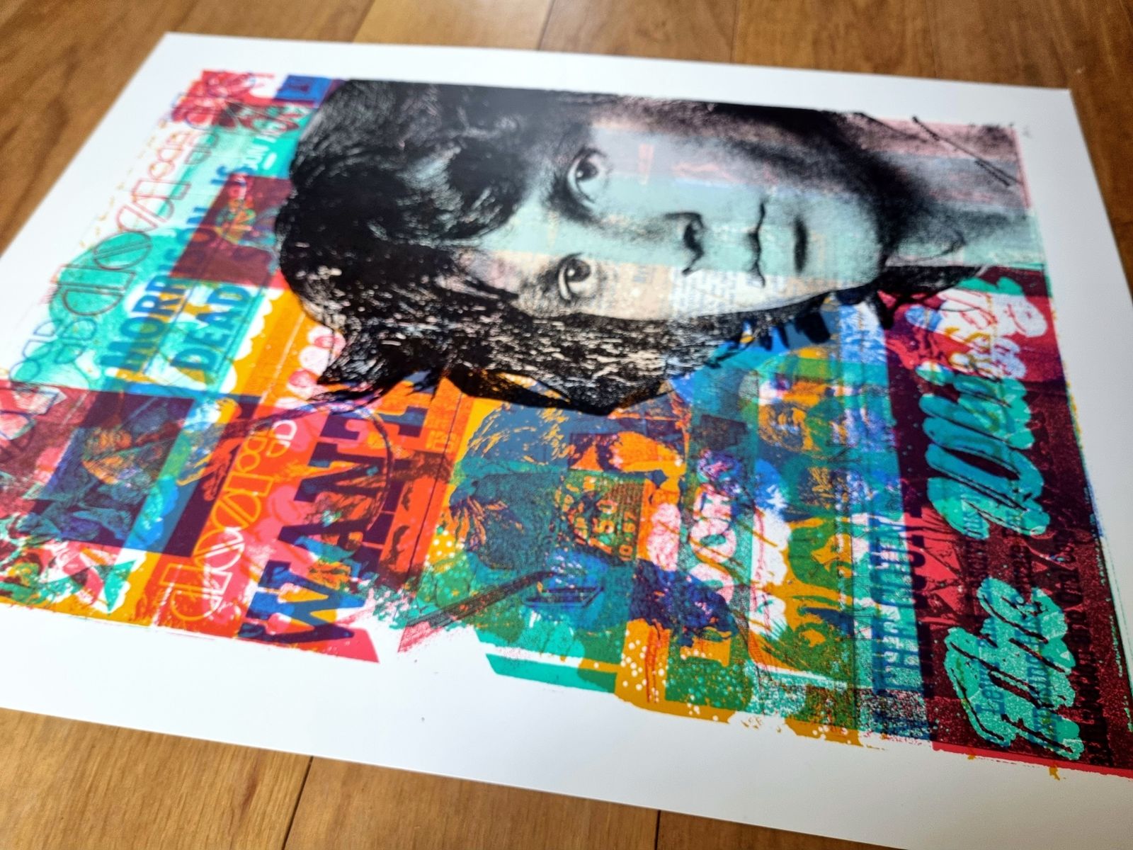 Original Screen Print Portrait Art, Jim Morrison Death Makes Angels Of Us All, Print Mafia Limited Edition Poster, 2000s photo Art
