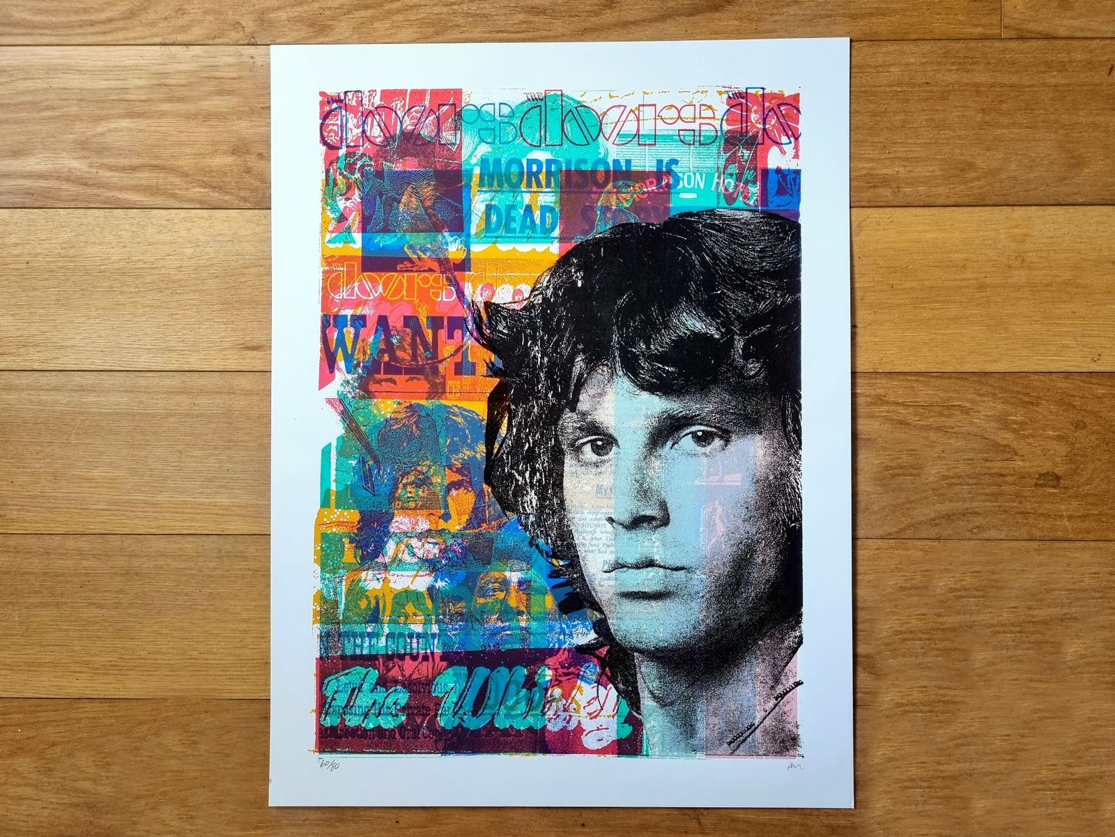 Original Screen Print Portrait Art, Jim Morrison Death Makes Angels Of Us All, Print Mafia Limited Edition Poster, 2000s