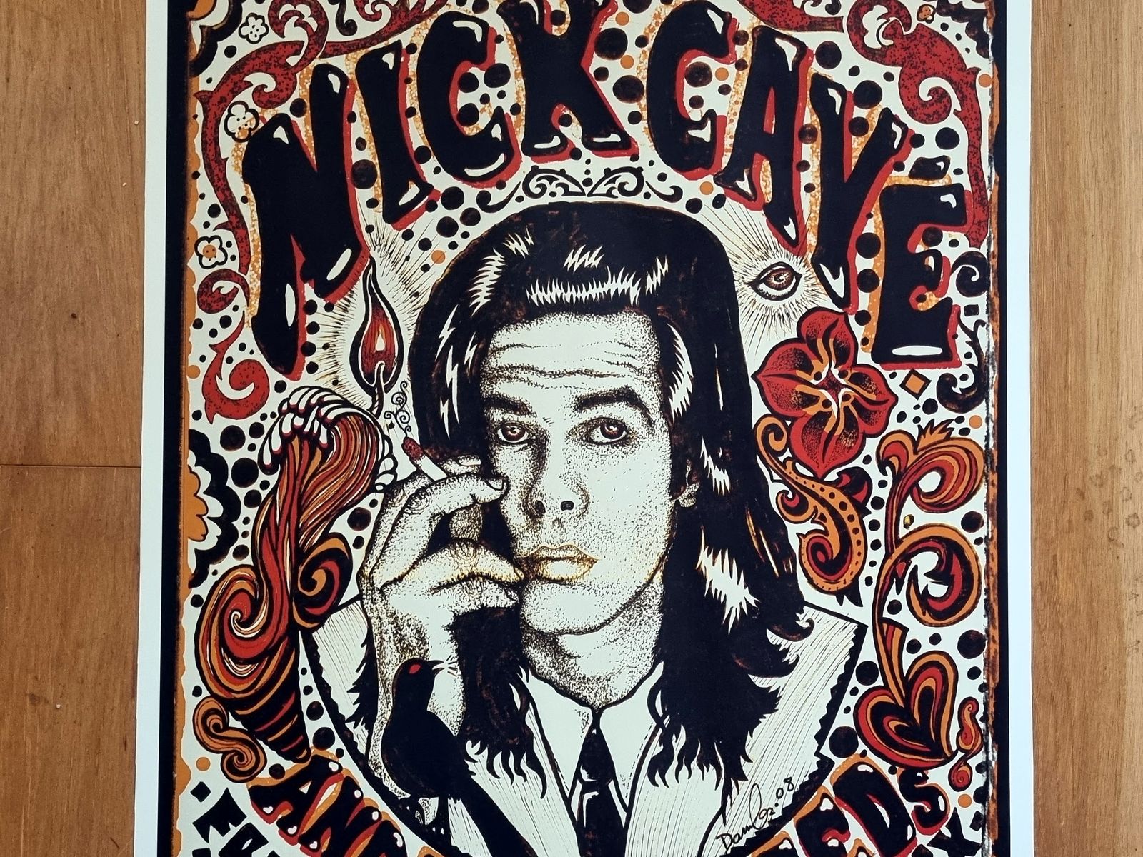 Concert Gig Poster Art, Nick Cave And The Bad Seeds, Limited Edition Boulder Show Print, 2000s Rock Memorabilia photo Art