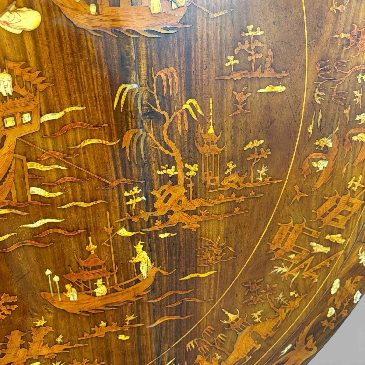 photo for sale Antique Qing Chinese Export Rosewood Inlaid Centre Table By Edwards & Roberts