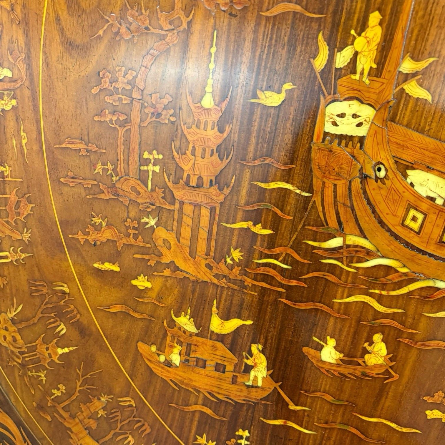 photo vinterior Antique Qing Chinese Export Rosewood Inlaid Centre Table By Edwards & Roberts