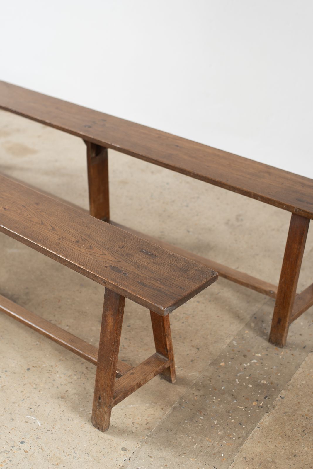 Pair Of Late 18th Century French Oak Trestle Benches photo 1140.0