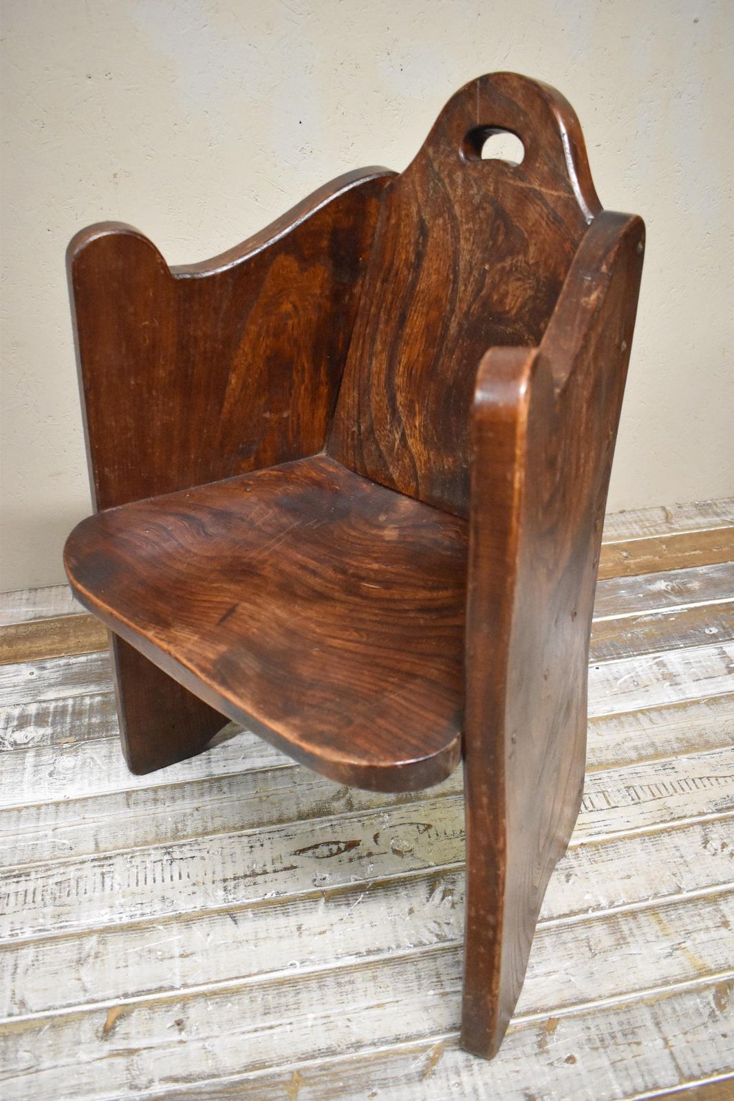 photo furniture Antique Arts & Crafts Elm Hall Chair   Pew