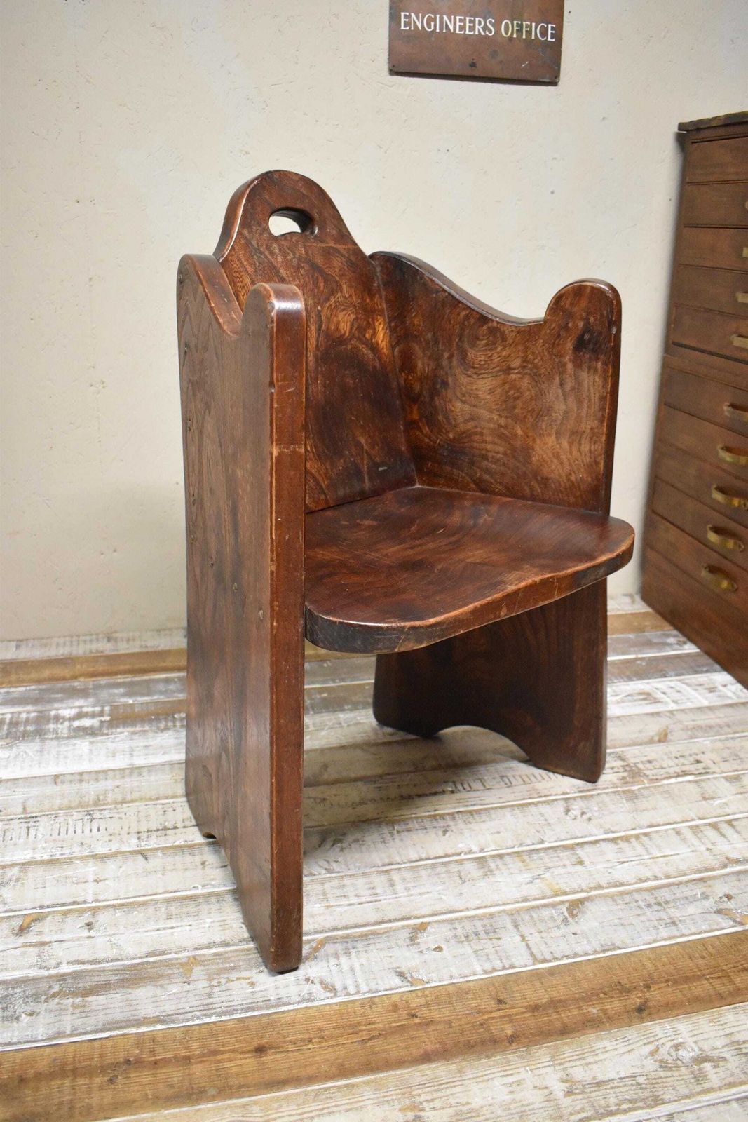 photo vintage Antique Arts & Crafts Elm Hall Chair   Pew