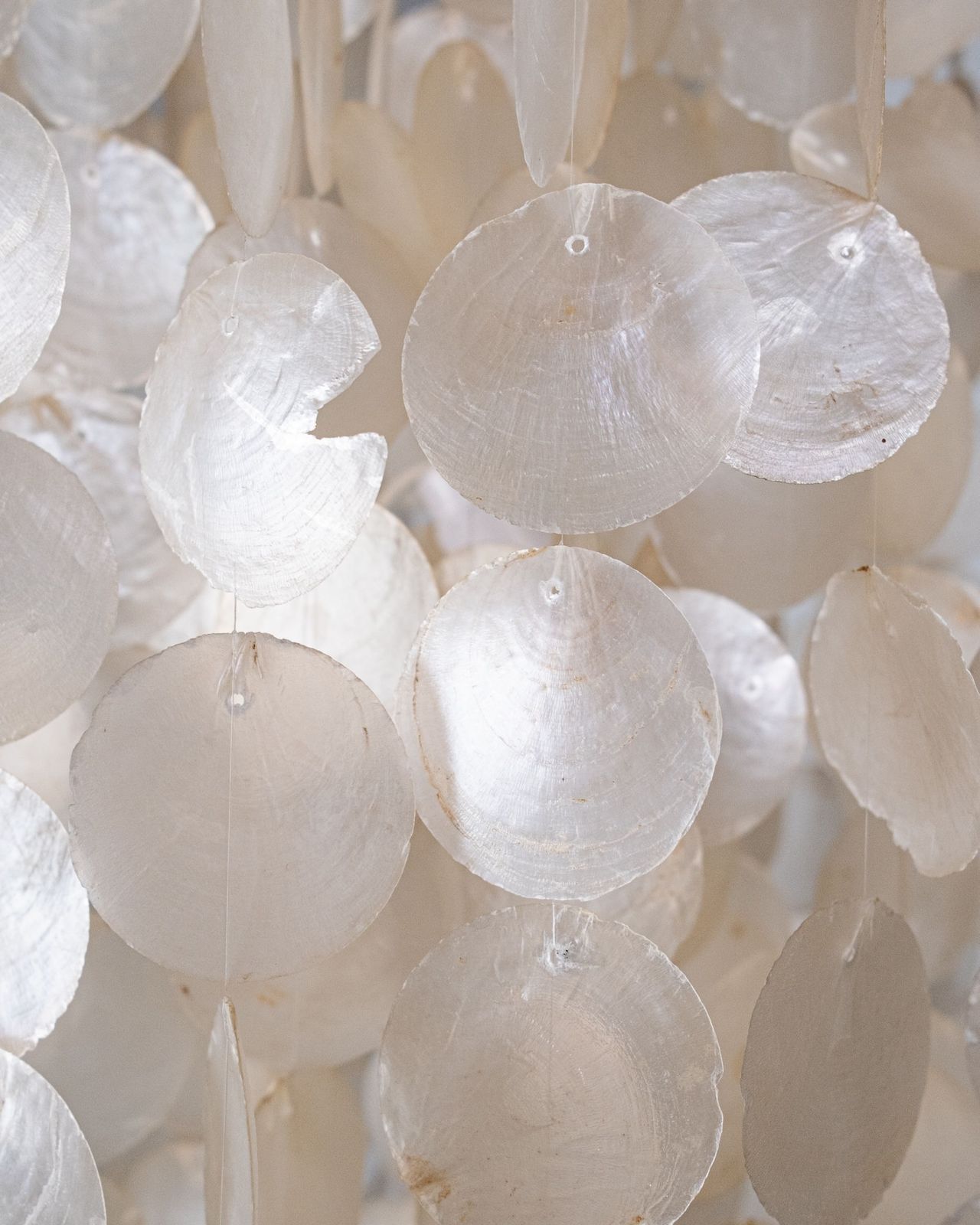 photo for sale Large Capiz Shell Chandelier In The Style Of Verner Panton, 1980s
