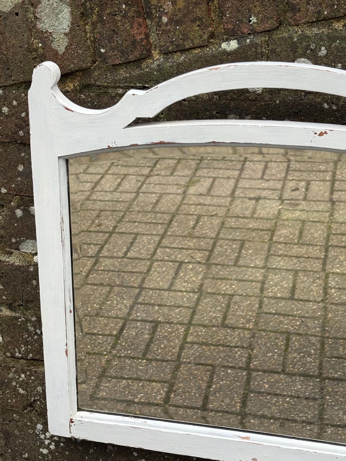 Antique Early 20th Century Wooden Wall Mirror, Distressed Painted Mirror, C.1920s–1930s photo Home Decor