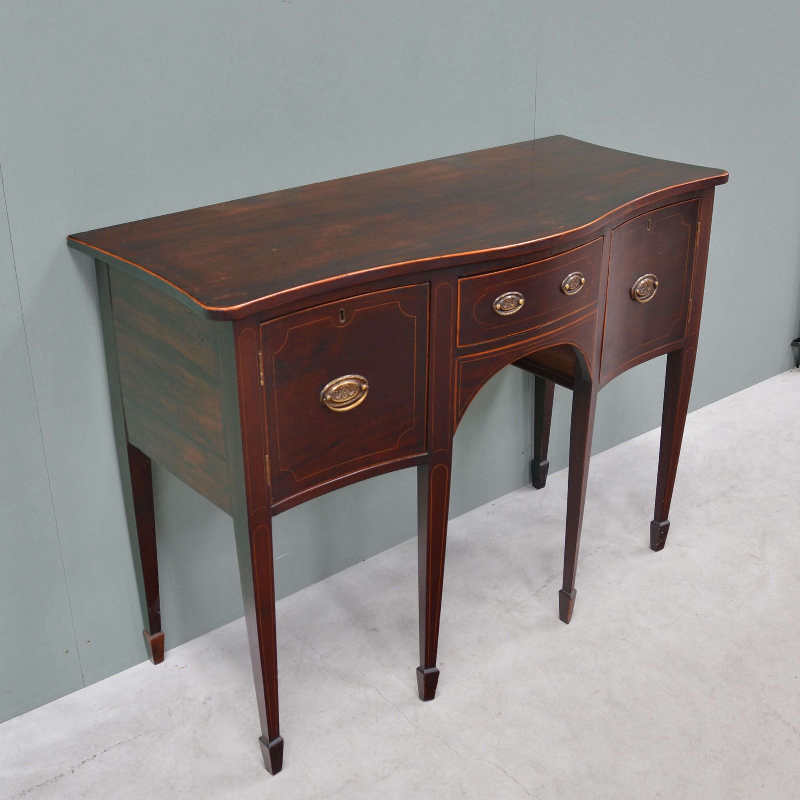photo for sale Sheraton Revival Serpentine Mahogany Sideboard