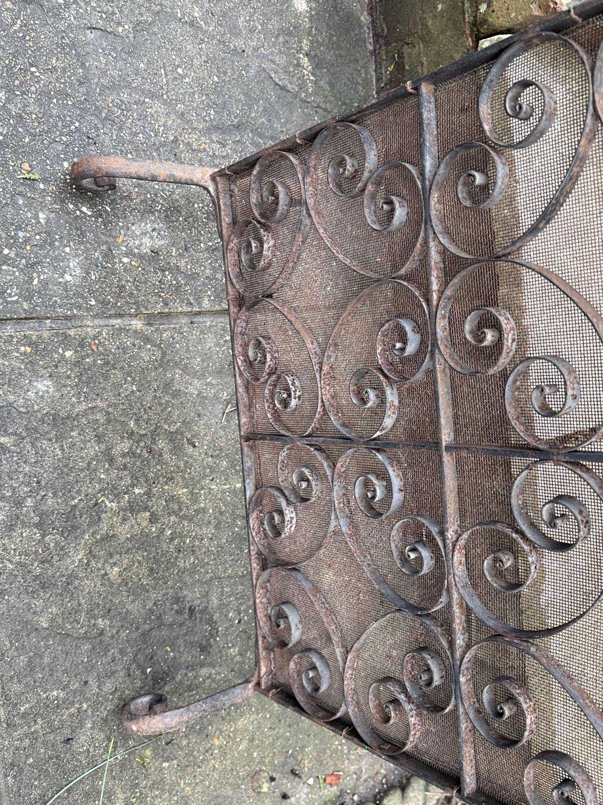 photo for sale Antique Wrought Iron Fire Screen Victorian Scrollwork Fireplace Spark Guard