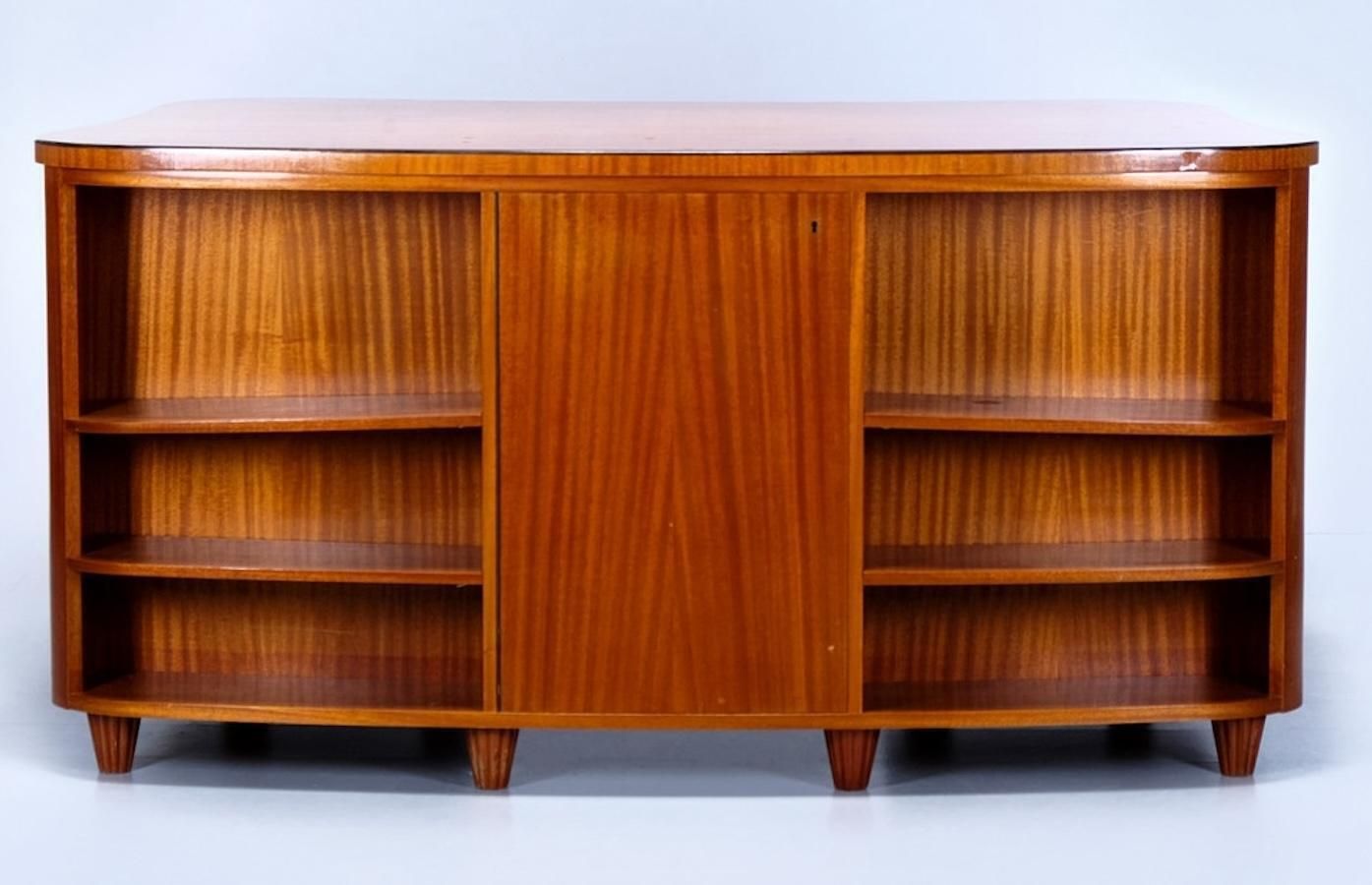 Biedermeier Art Deco Style Partners Desk Curved Johan Vilhelm Karlsson 1947 photo for sale
