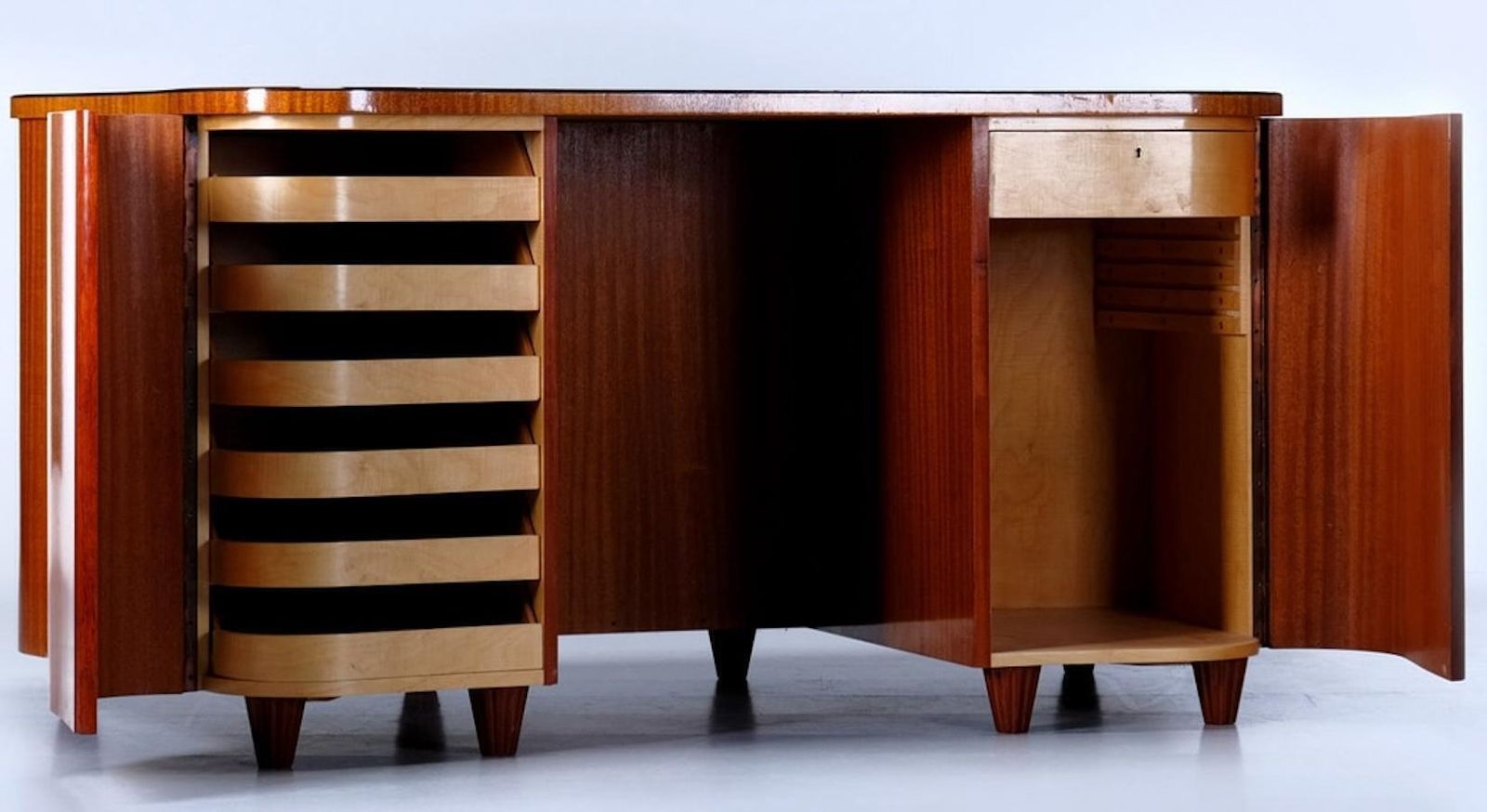 Biedermeier Art Deco Style Partners Desk Curved Johan Vilhelm Karlsson 1947 photo Furniture