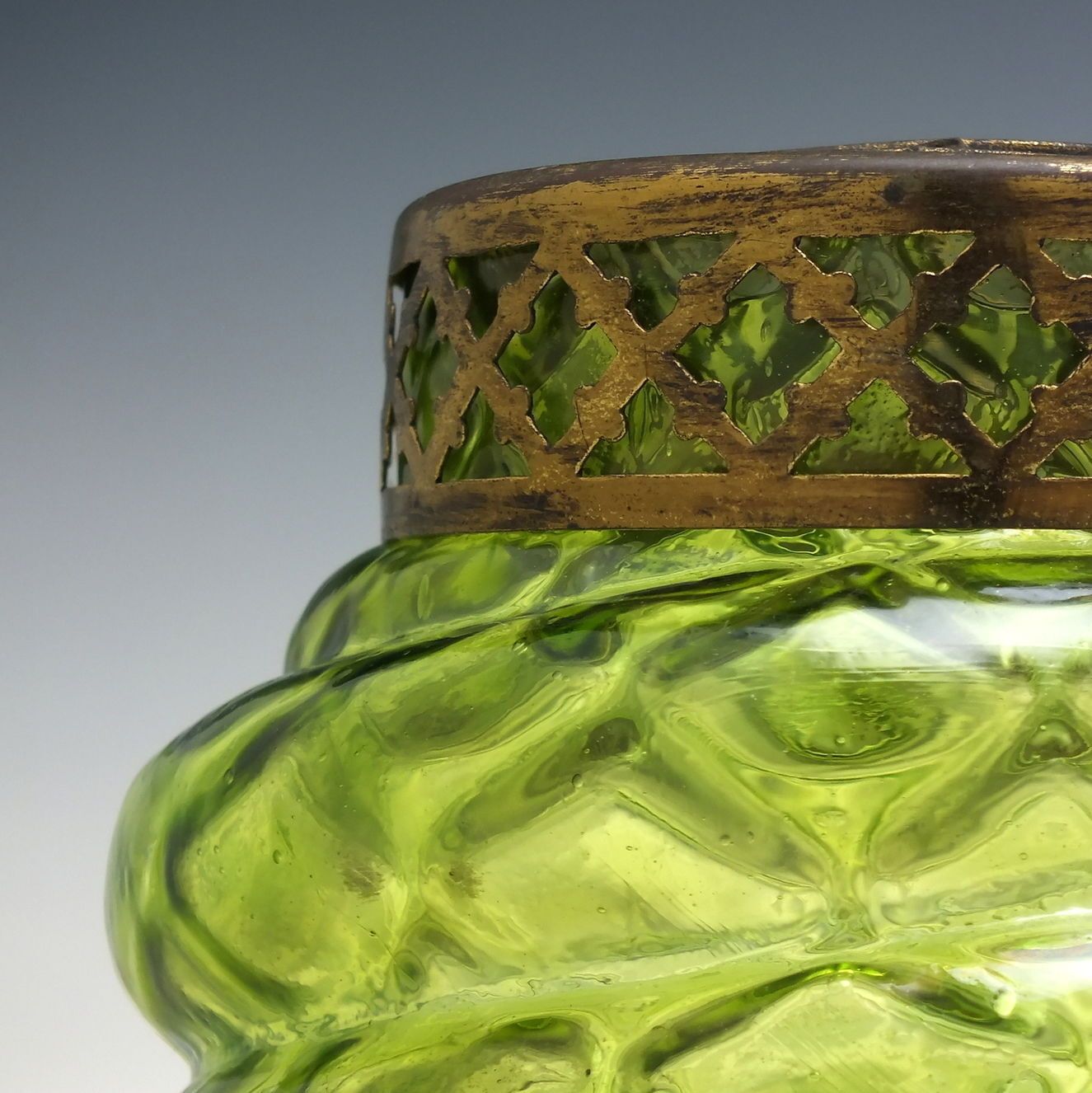 Loetz Iridescent Art Nouveau Green Glass Vase C1910 photo for sale