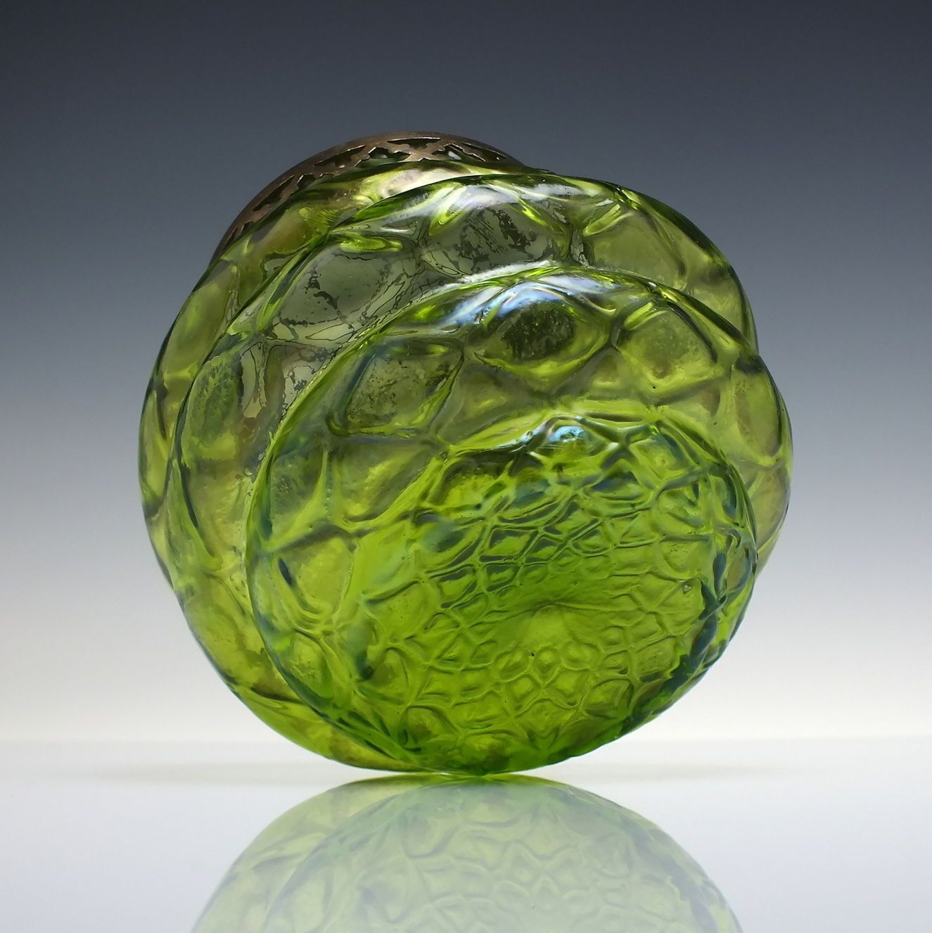 Loetz Iridescent Art Nouveau Green Glass Vase C1910 photo 110.0