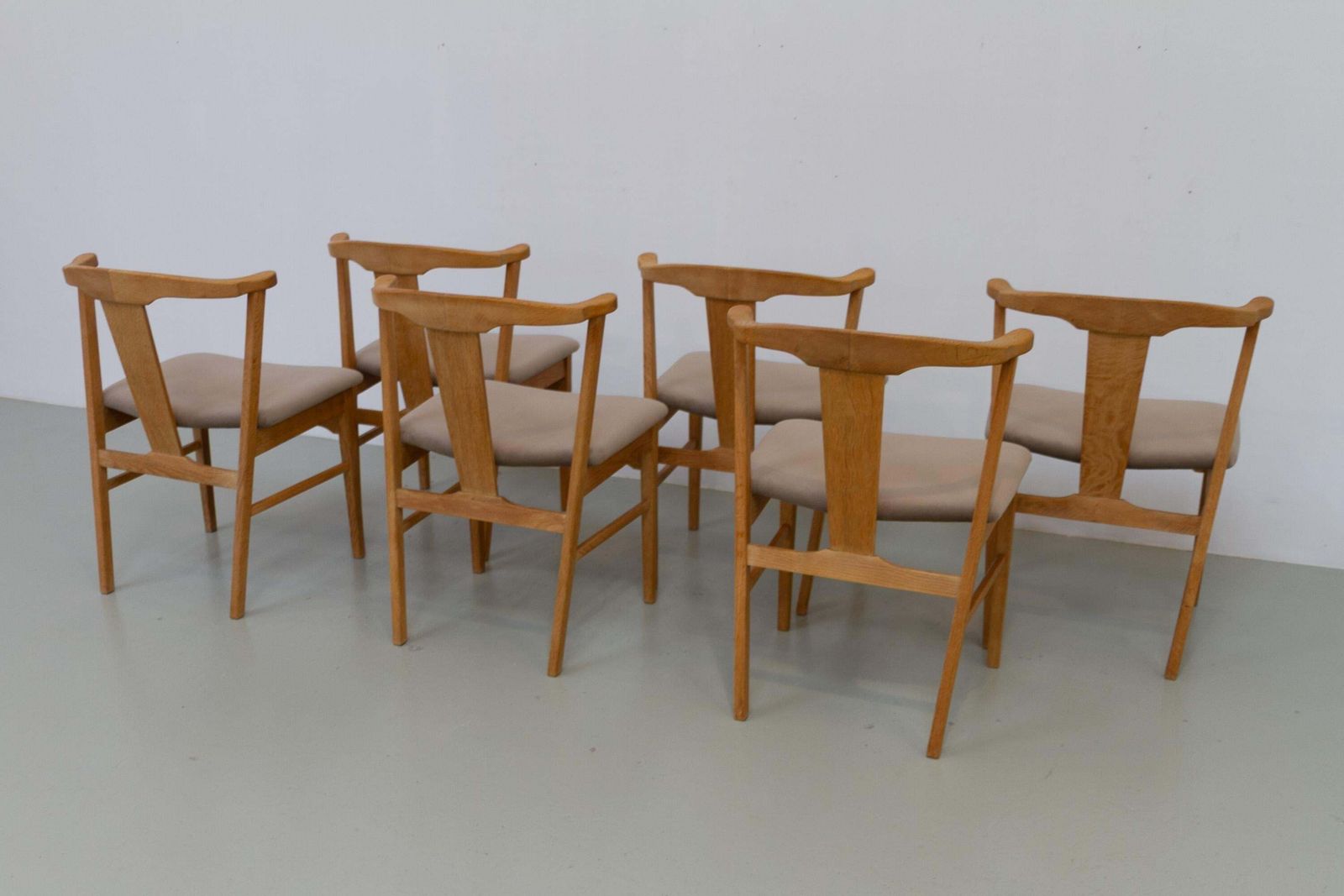 photo furniture Danish Brutalist Oak Dining Chairs By Henning Kjærnulf, 1960s. Set Of 6.