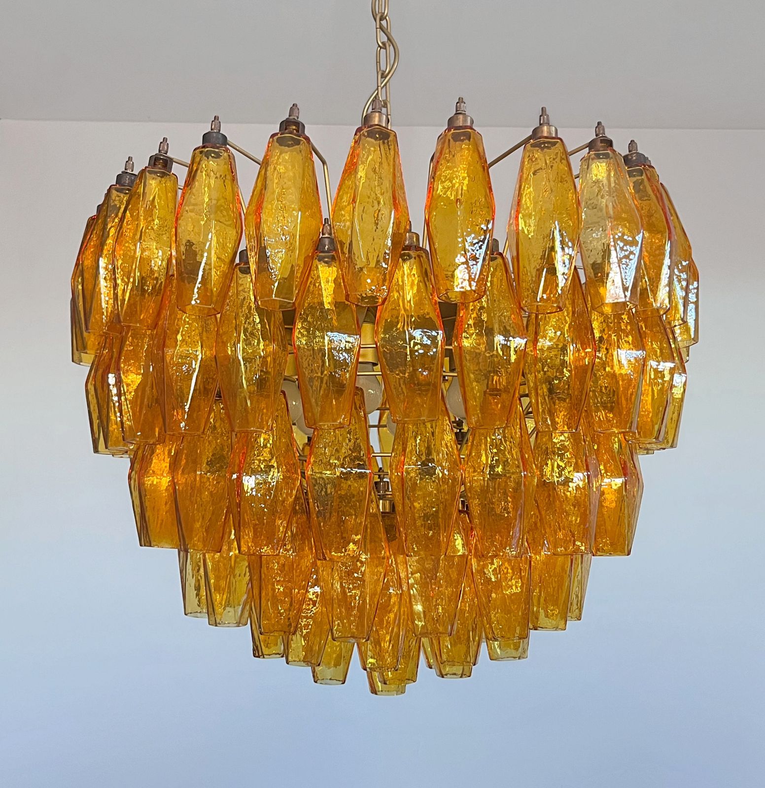 Amazing Murano Glass Chandelier – 111  Amber Poliedri