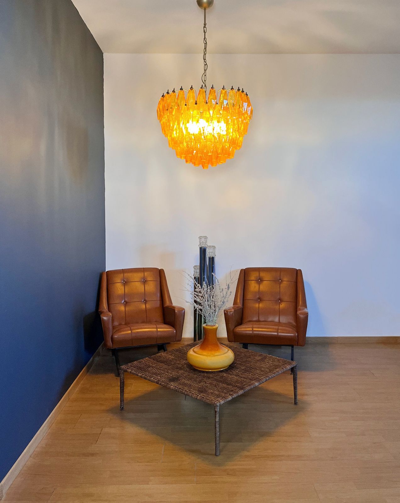 Lighting Amazing Murano Glass Chandelier – 111  Amber Poliedri photo