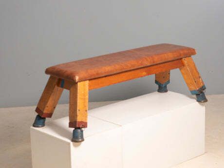 European Vintage Leather Gym Bench Or Table, 1950s photo furniture