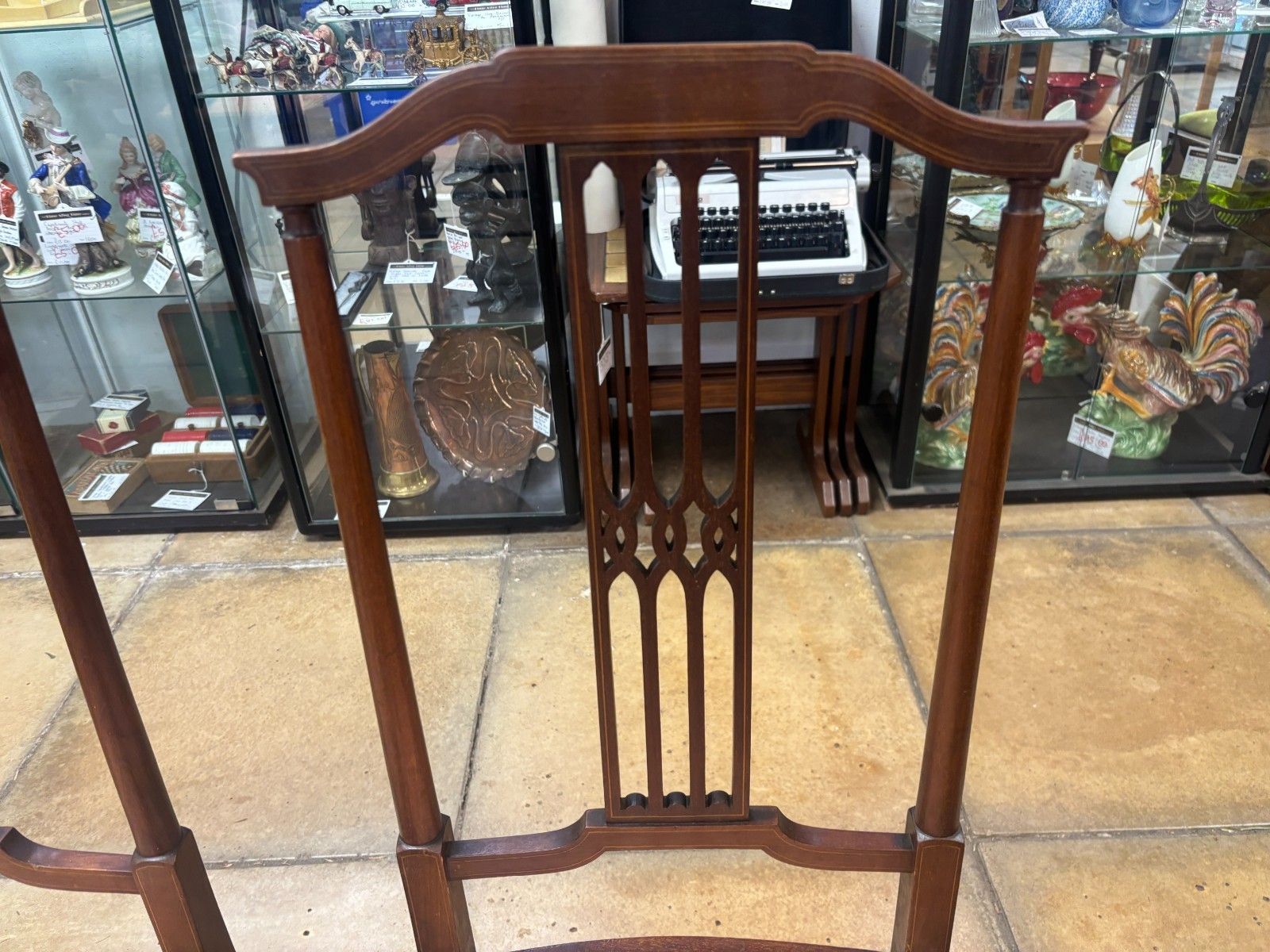 Pair Of Edwardian Mahogany Side Chairs With Reupholstered Cushion Base photo vinterior