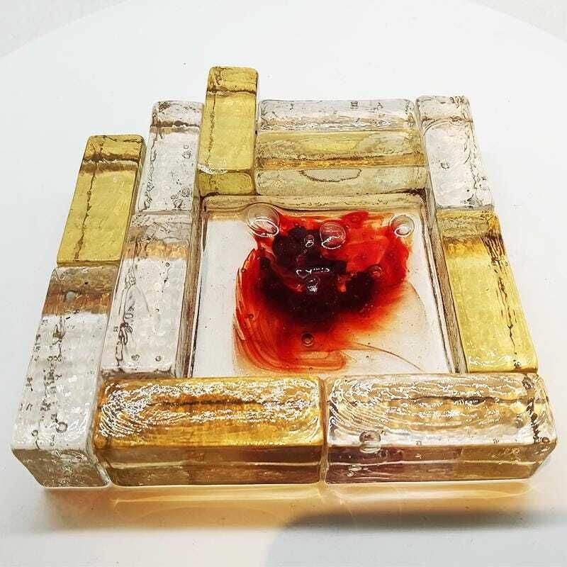 photo for sale 1950s Rare Big Ashtray / Sculpture In Hand Blown Artistic Murano Glass Attributed To Toni Zuccheri.