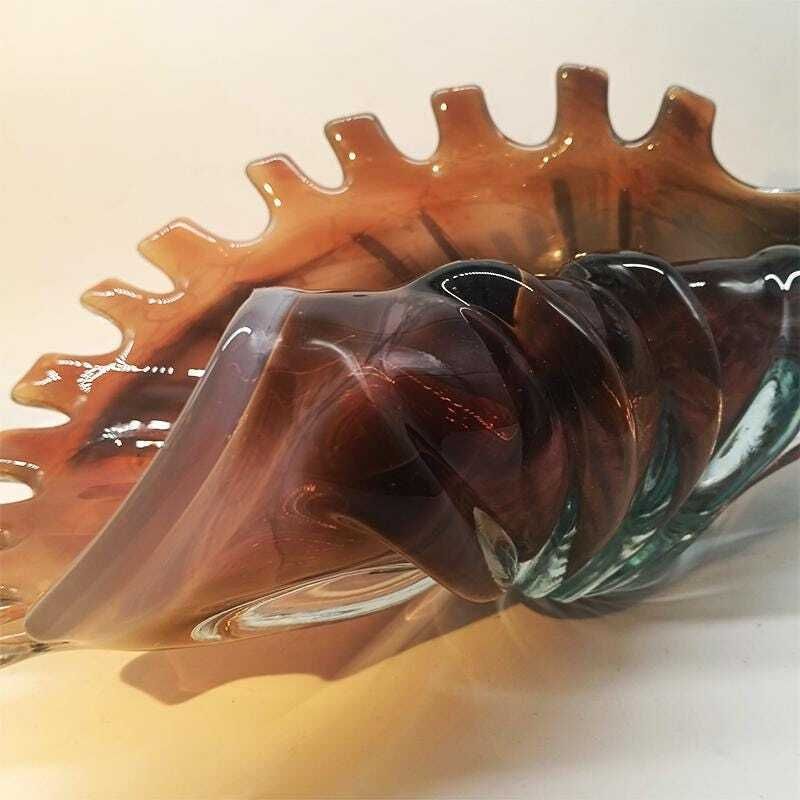 1960s Large Shell Sculpure In Hand   Worked Murano Glass. Made In Italy . 34 Cm. / 13.38 Inches. photo buy
