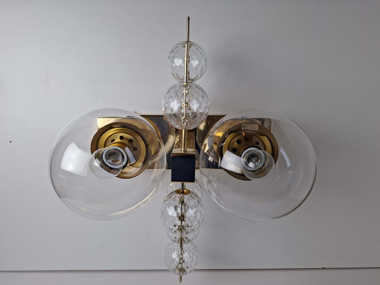 Midcentury Czech Brass And Glass Wall Sconce By Kamenický šenov, 1970s photo furniture