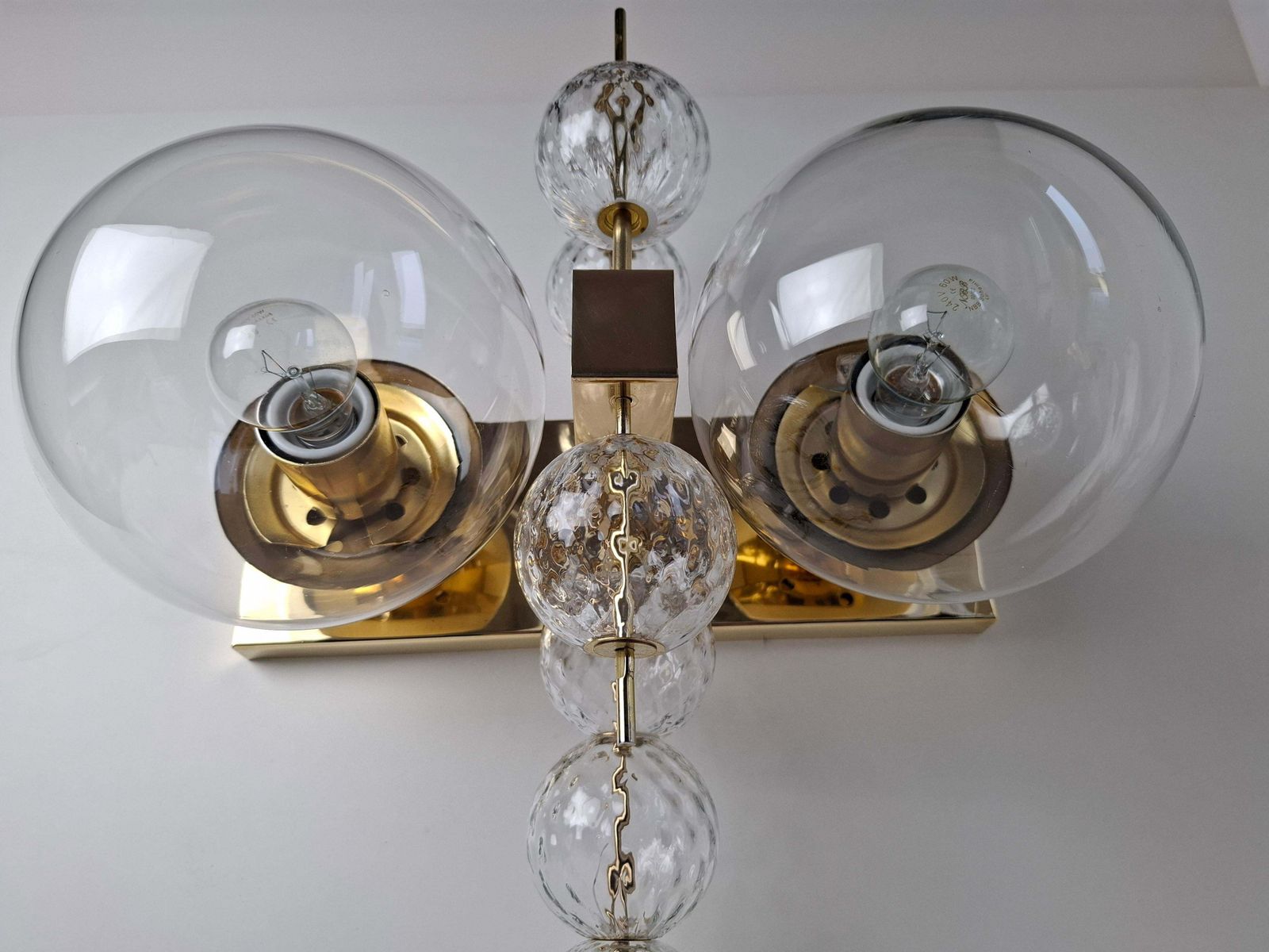 photo furniture Midcentury Czech Brass And Glass Wall Sconce By Kamenický šenov, 1970s