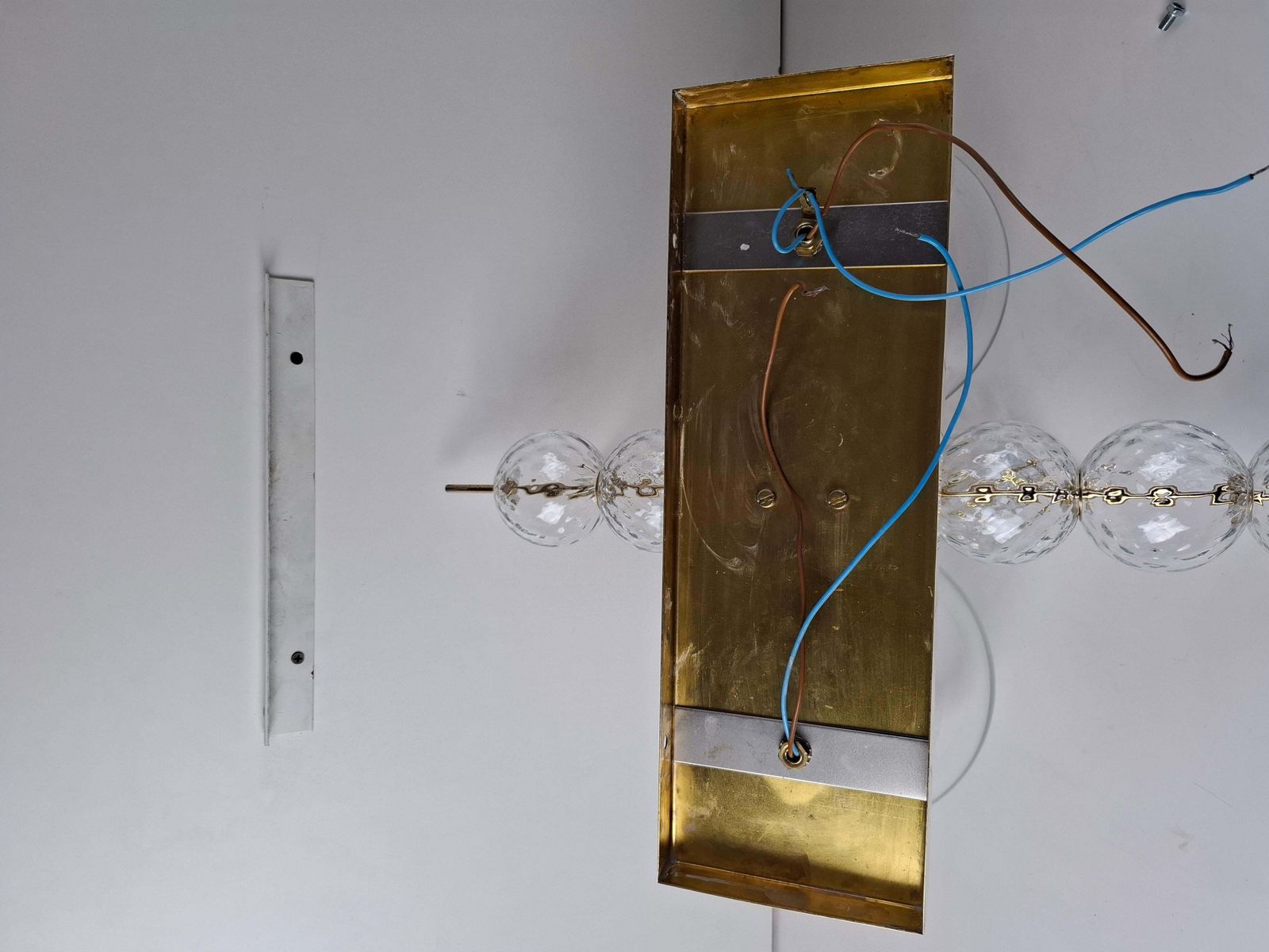 photo for sale Midcentury Czech Brass And Glass Wall Sconce By Kamenický šenov, 1970s