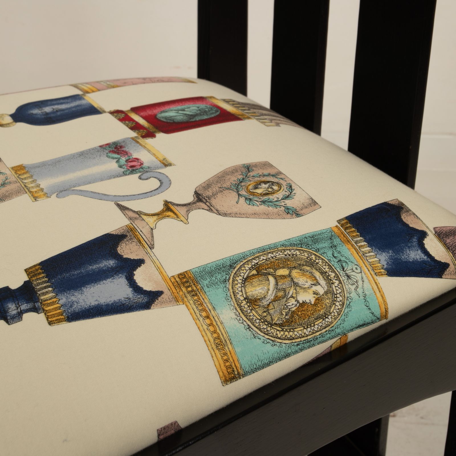High Ingram Chair By Charles R. Mackintosh For Alivar With Fornasetti Fabric photo furniture