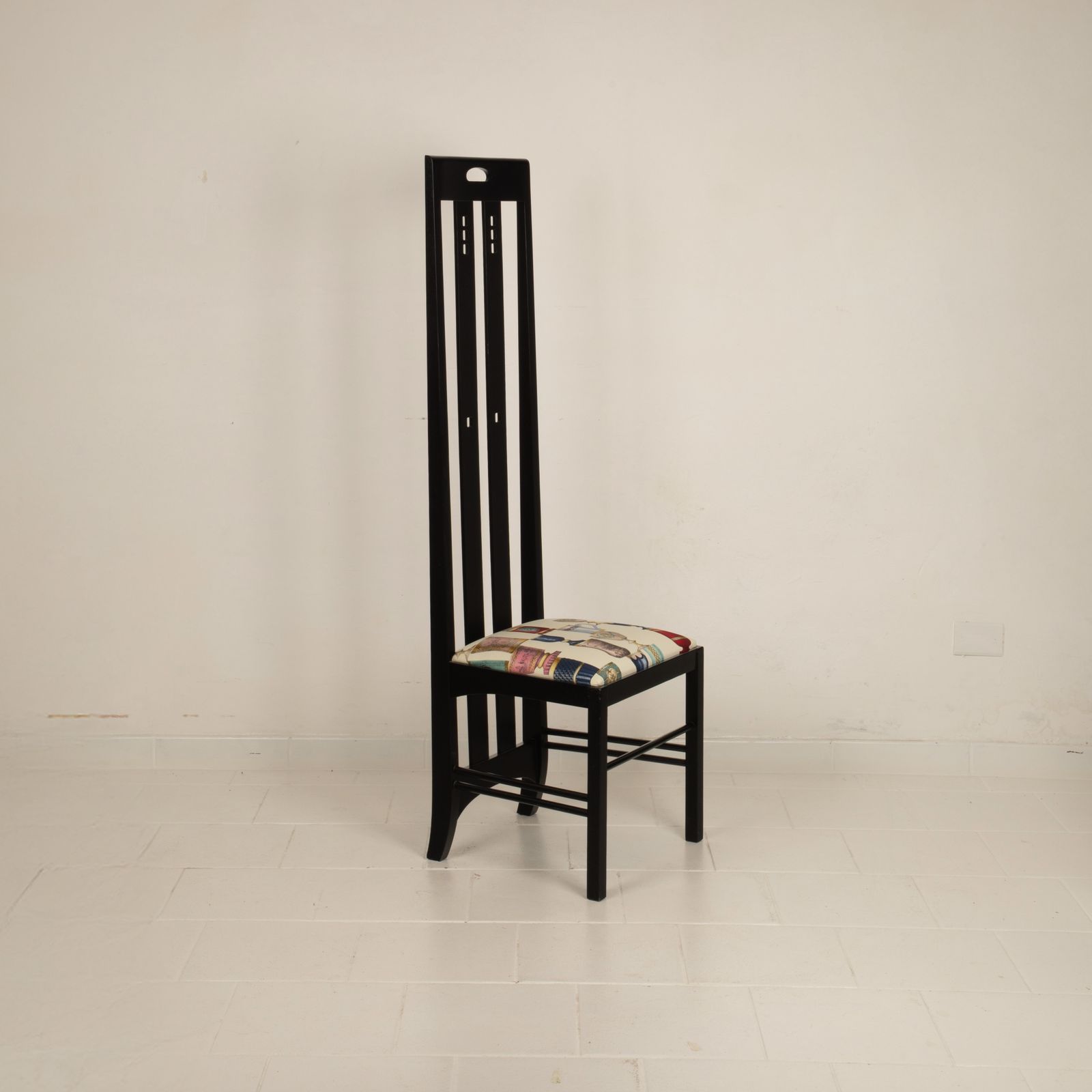 High Ingram Chair By Charles R. Mackintosh For Alivar With Fornasetti Fabric photo Furniture