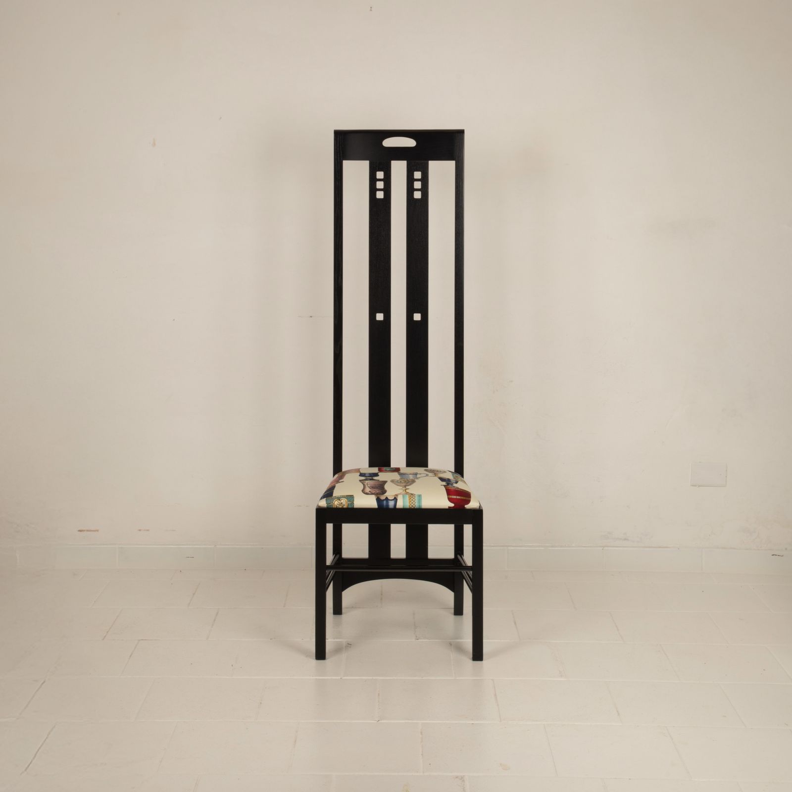 High Ingram Chair By Charles R. Mackintosh For Alivar With Fornasetti Fabric photo 1039.0