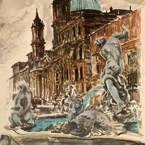 Roma, Piazza Navona. Chiesa Di San Agnes, 1989 Wlodzimierz Karczmarzyk photo for sale