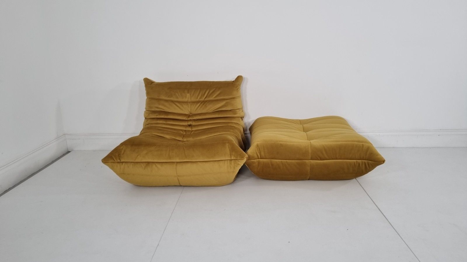 Ligne Roset Togo Chair And Footstool In Bronze Gold Velvet Immaculate photo vinterior