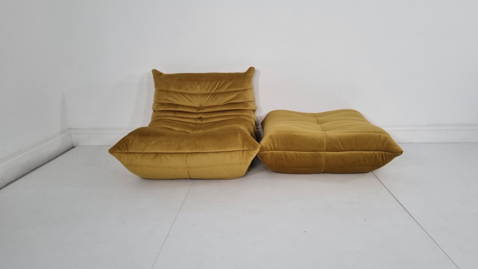 Ligne Roset Togo Chair And Footstool In Bronze Gold Velvet Immaculate photo buy