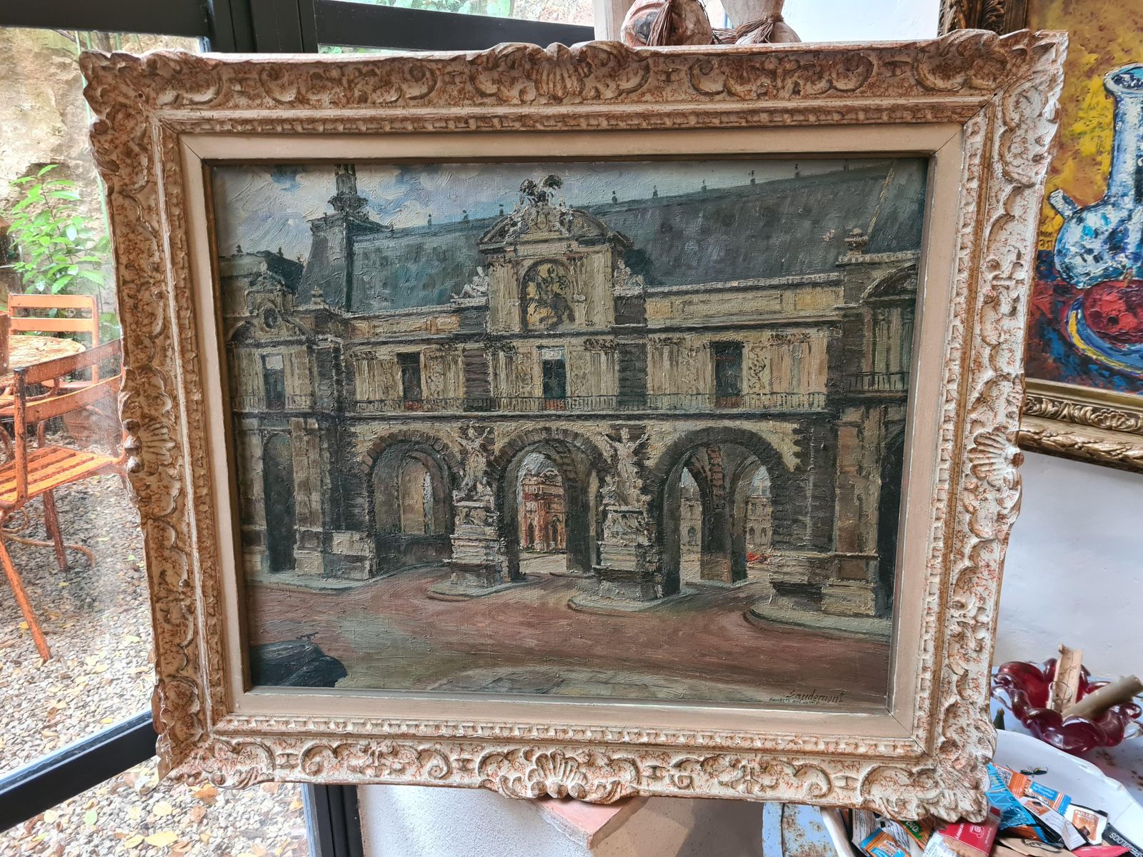 The Louvre, Paris, Impressionist Oil On Canvas, Early 20th Century By émile Saudemont photo for sale