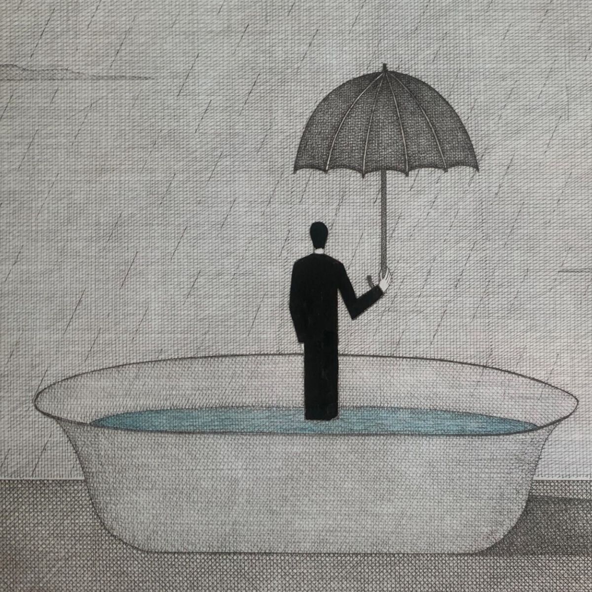 A Man In The Rain, 2024 Joanna Wiszniewska Domanska photo for sale