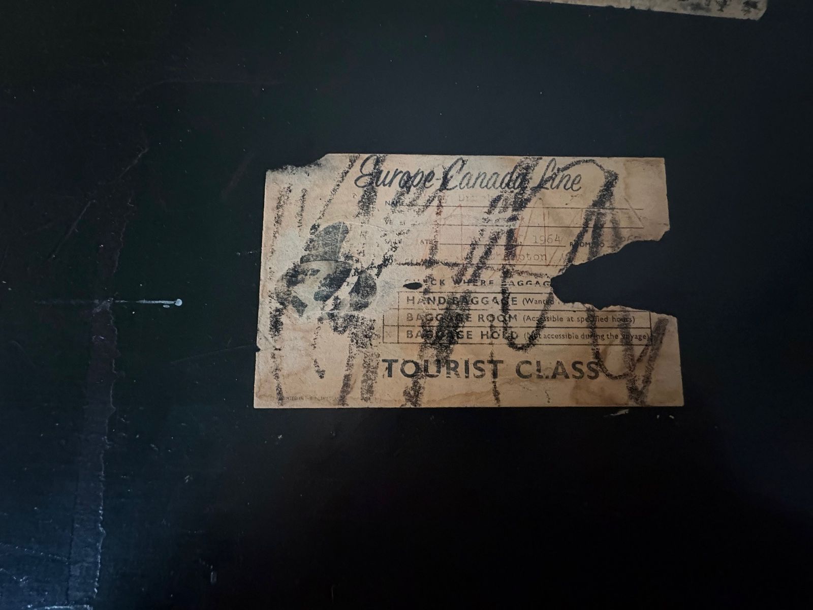 photo for sale Blue Steamer Trunk On Castors England, Early 20th Century