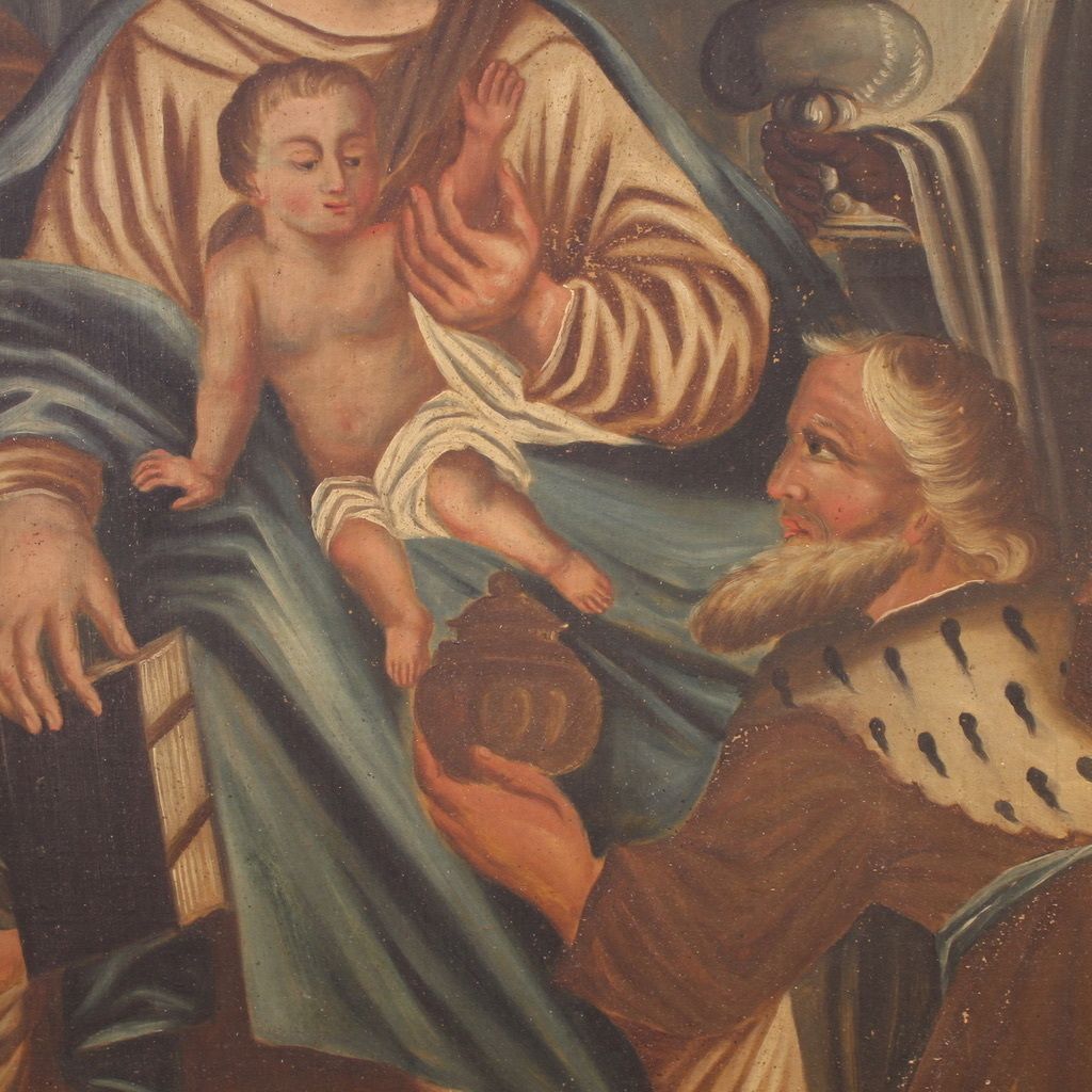 1500.0 19th Century Spanish Painting Adoration Of The Magi photo
